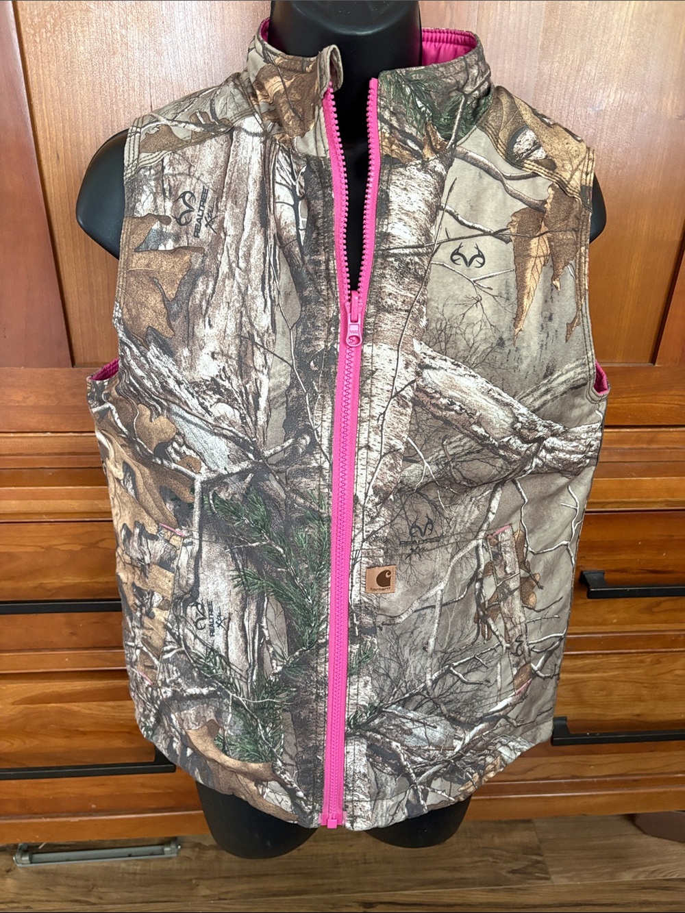 Carhartt Realtree Camo reversible, quilted Vest with Pink Trim